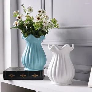 Vases blanc céramique vertical Vase Lotus Leaf Mode