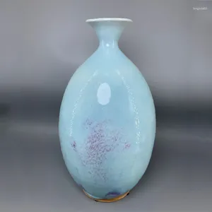 Vases à fleurs blanches Vases avec petite bouche et grande décoration de porcelaine de ventre crack glace juin chinois 33,5 cm