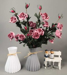 Vazen witte imitatie rattan plastic vaas met nieuwe taille bloemen vazen ​​voor huizen woonkamer decoratie vaas home vase p230411