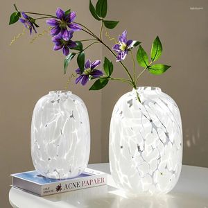 Vases White Nordic Glass Vase Fleur esthétique Ikebana Plant Design Tall Small Luxury Modern Rose Jarrones Decoration Home Decoration WK50HP