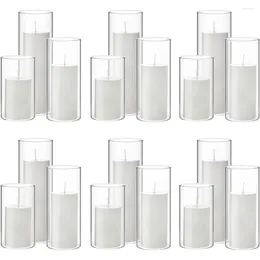 Vases Bougies de piliers blancs et cylindre en verre clair pour les centres de table de mariage minces (36 PC) Freight Gratuit