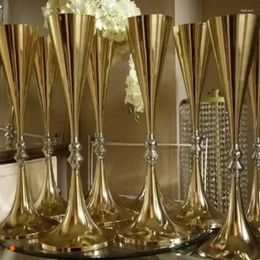Vases en gros 70 cm de haut mariage or fleur vase bling table pièce maîtresse décoration scintillante banquet route plomb