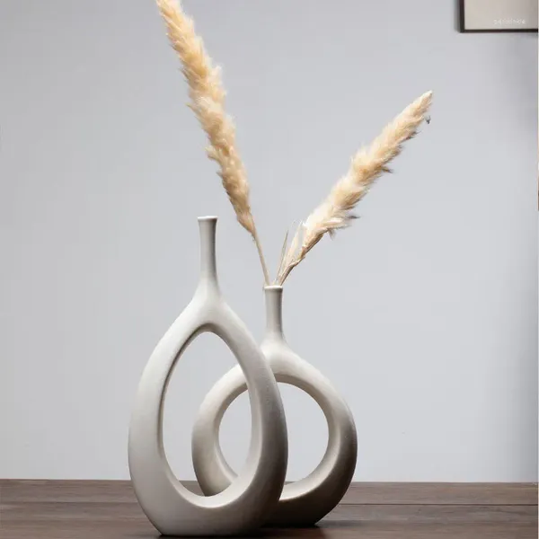 Vases en gros décor à la maison table décorative blanc noir nordique moderne créatif fleur en céramique