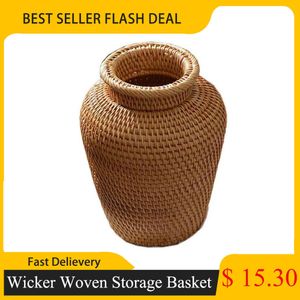 Vases Panier En Osier Rotin Suspendu Pot De Fleurs Vase De Stockage De Fleurs Pot Tissé Rustique 230701