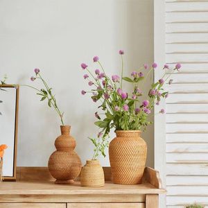 Vazen rieten mand rattan geweven vaas hangende bloempot tabletop decoratie planten bloem pot faddish voor woningdecoratie