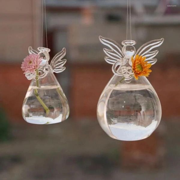 Vases Window 2pcs Guardian Angel Verre Verrettes Greenery Récipient hydroponique suspendu le support de fleur de vase pour la maison