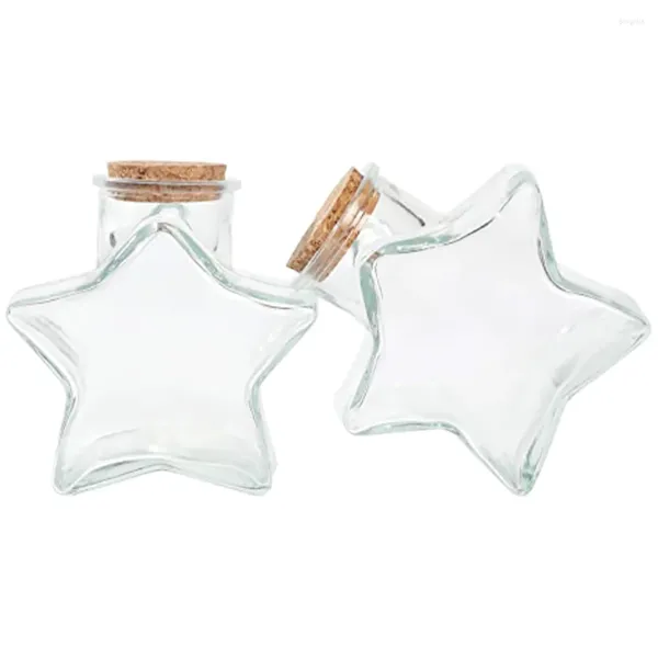 Jarrones Deseando frascos de almacenamiento de forma de estrella de botella botellas de vidrio vacío Mini perfumes de corcho de madera para decoración