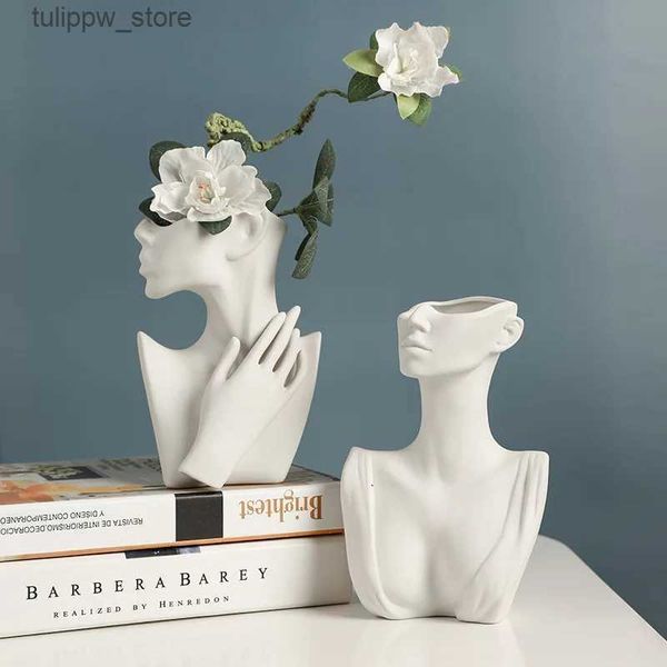 Vases Femme corps modèle Vase Style nordique en céramique moderne corps Art Vase décor à la maison créatif Pot de fleur salon décoration Vases L240309