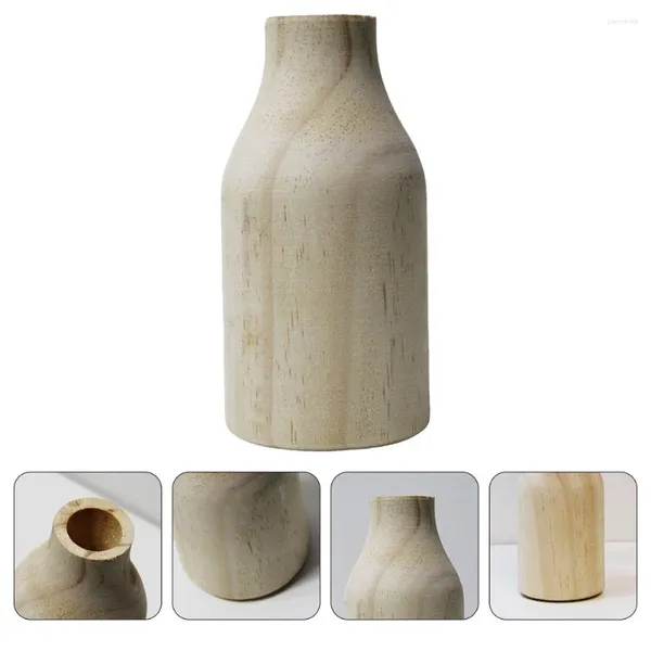 Vases en bois d'artisanat Vase Dinning Table Fleur Rustique Pot Table Top Arrangement Arrangement Librure Decor Wooden