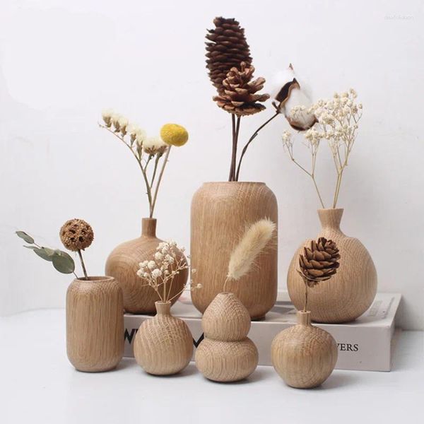 Vases en bois Decorative Plant Pots Tall Small Vase Vase Flower Flowerpool Flowerpot Dorations intérieures Plantes de plantes ou fleurs de maison