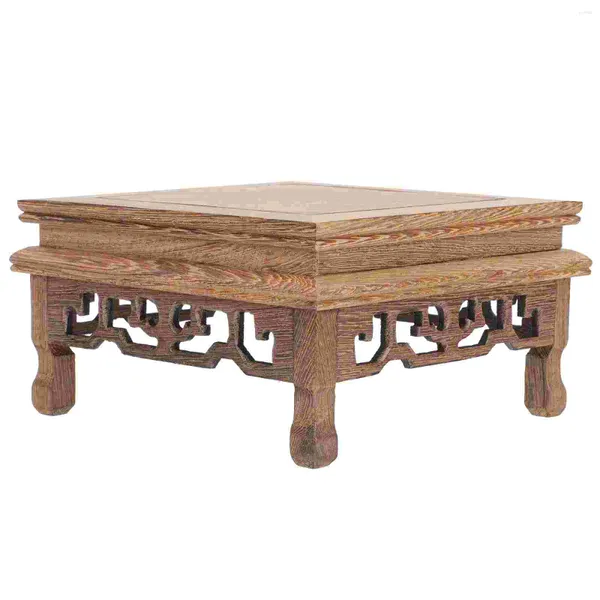 Jarrones Madera Pedestal Desktop Acuario Oficina de Oficina Rectángulo Florecer Flores Muebles Muebles de madera Base de madera