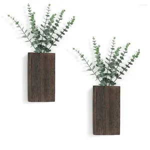 Vases Pot de fleur en bois suspendu plantes de simulation de simulation Paste de porte d'entrée artificielle plastique