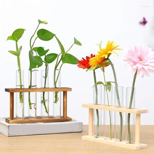 Vazen houten frame hydrocultuur vaas bloem glazen buis propagatie station plantenhouder woonkamers kantoor decor decor