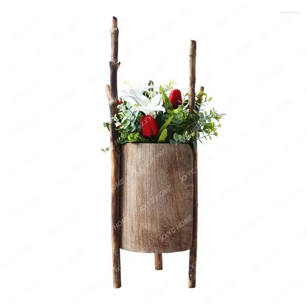 Vases Vase en bois décoration salon fleur arrangement table basse couloir meuble TV maison nordique créatif
