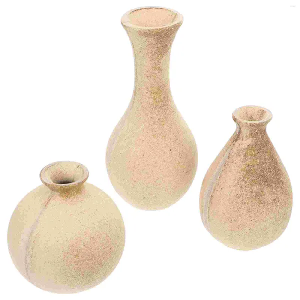 Vases Vase en bois inachevé, fourniture de maison, matériel de bricolage, petite fleur faite à la main, fleurs séchées