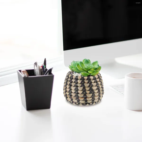 Vases tissés, couverture de Pot de fleur, décor pour protection de bureau, panier polyvalent, décoration intérieure en rotin pour la maison