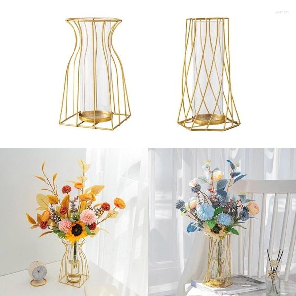 Vases en fer forgé en fer vase en métal décoratif contenant de plantes hydroponiques pour la maison Cadeau de décoration de dortoir de chambre à coucher