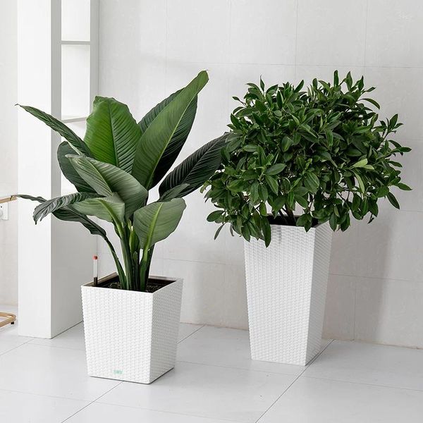 Vases Yizhitang Rotin Décoration de jardin Maison Planteur Stand Auto-arrosage Plastique Plante Pot de fleur