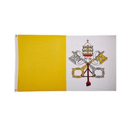 Vaticaan-vlag 3x5ft, aangepaste grootte opknoping reclame digitaal bedrukt polyester dubbel gestikt, outdoor indoor gebruik, drop verzending