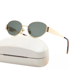 Celinee gafas de sol diseñador mujer gafas para hombre y para mujer gafas de sol polarizadas universales ovaladas con montura de metal reposamuñecas de metal patillas pulidas de metal gafas de élite