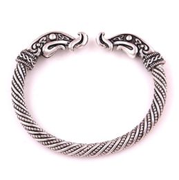 VB300019 Handgemaakte antieke zilveren bronzen Fenrir Pengan Wolven Noorse Viking Wolf Raven Dragon Bangles Armbanden6232351