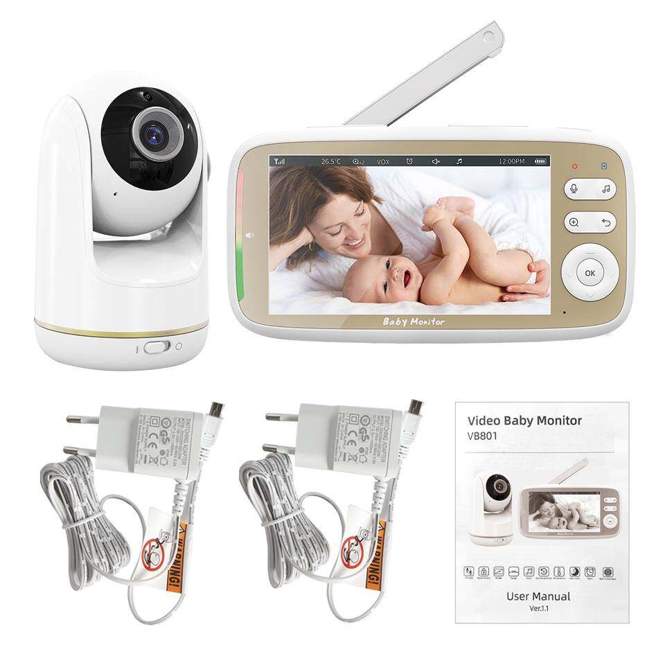 VB803 Baby Monitor 5 Inch IPS LCD 720P Larger Display With Camera Zoom 2 Way Audio Night Vision Babysitter Camera Intercom