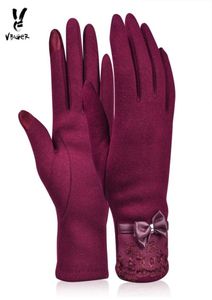 VBIGER femmes à la mode dentelle nœud papillon écran tactile gants femme hiver chaud gants élégant flocage plus chaud dentelle gants mitaines S106510025