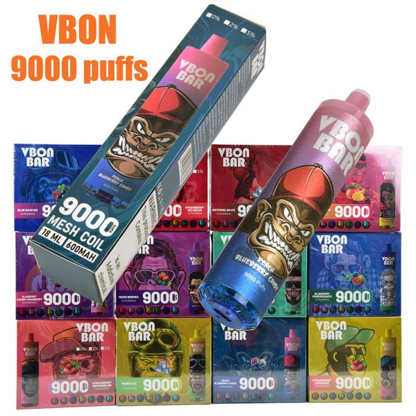 Kit de stylo vape jetable VBON 9000 9K bouffées batterie rechargeable pré-remplie 18ml Pods vaporisateur Kits de dispositif de vapeur