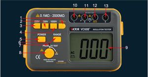 VC60B + Digitale Isolatie Weerstand Tester Megger Megohm Meter DC / AC 0.1 ~ 2000M Ohm Groothandel