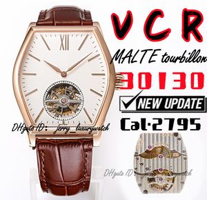 VCR Luxury Men's Watch 30130 Malte Tourbillon Watch, 38x48mm, New Cal.2795 Mechanische beweging. Saffierspiegel, wijnvat, goudwit