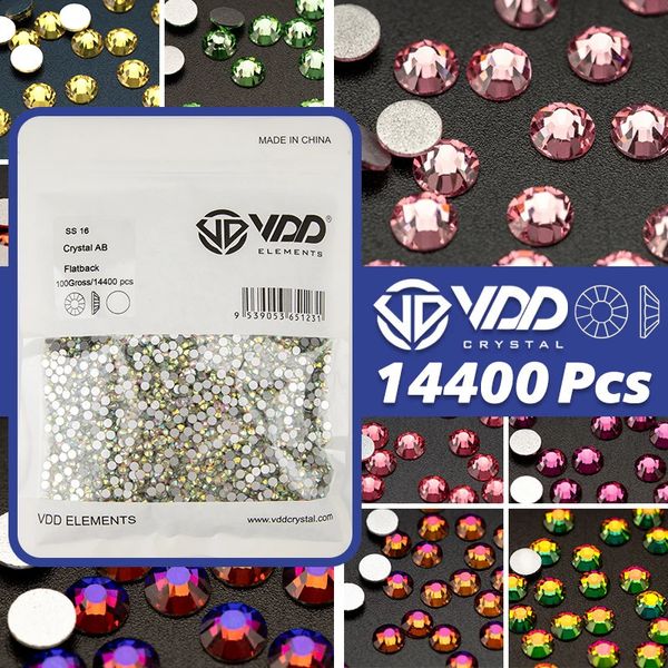 VDD 14400pcs Al por mayor de alta calidad Cristal de cristal de vidrio sin fijar estras al revés plano de diamante de diamantes Decoraciones de artesanía de bricolaje 240412