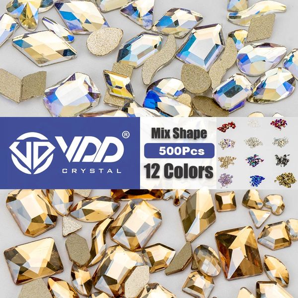 VDD vente en gros 500 pièces verre Nail Art s Flatback Strass paillettes diamant cristaux forme mixte pour bricolage artisanat décoration 240106