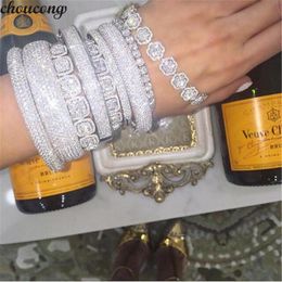 Vecalon 20 Styles bracelet fait main 5A zircone cubique or blanc rempli bracelets de fête bracelets pour femmes hommes accessoires de mariage