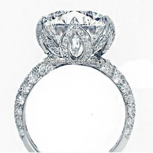 Vecalon 2016 nouvelle bague romantique fleur femme 3ct diamant simulé Cz 925 bague de fiançailles en argent sterling pour femmes