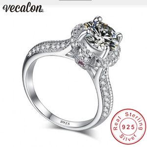 Vecalon 2017 Nieuwe 925 Sterling Silver Crown Ring 5A Zirkoon CZ Diamon Engagement Wedding Band Ringen voor Dames Mode-sieraden