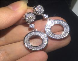 Vecalon 2018 Carrière Dange Earring Diamond 925 Sterling Silver Party Wedding Drop oorbellen voor vrouwen Bridal Jewelry Gift2858002