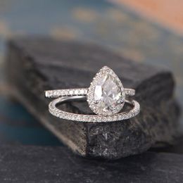 Vecalon 2019 Fashion schattige vrouwelijke witte roze diamanten ring set vintage 925 zilveren verlovingsringen voor dames diamant bruidsring 308S