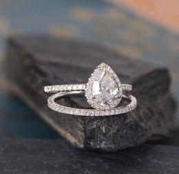 Vecalon 2019 Fashion schattige vrouwelijke witte roze diamanten ring set vintage 925 zilveren verlovingsringen voor vrouwen diamant bruidsring9550766