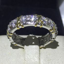 Vecalon 3 kleuren edelsteen 5A zirkoon CZ-engagement trouwring ring voor vrouwen 10kt wit geel goud gevuld vrouwelijke ring