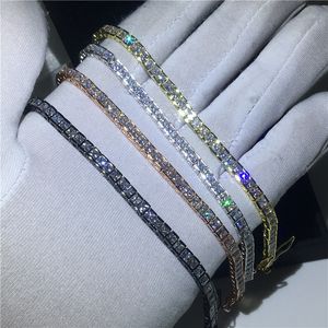 Vecalon 4 couleurs Tennis Bracelet princesse coupe diamant or blanc rempli fête mariage Bracelets pour femmes hommes bijoux