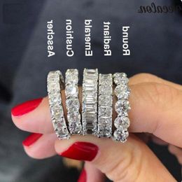 Vecalon 6 Style Eternity Promise Ring Diamond Stone 925 Sterling Silver Engagement Wedding Band Ringen voor vrouwen Men Sieraden Boskg