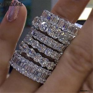 Vecalon 8 styles lustre promesse bague de mariage bague de fiançailles en diamant sterling sier pour femmes hommes bijoux