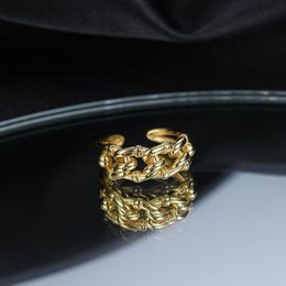 Vecalon 925 sterling zilver industrie wind ringen goud Onregelmatige twist crud chain verstelbare ringen voor vrouwen mode-sieraden Gift