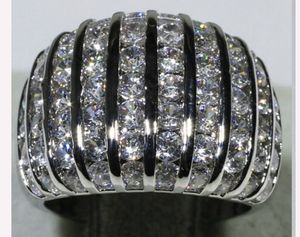 Vecalon Bamos luxe blanc diamant bague de fiançailles Vintage grands anneaux de mariage ronds pour femmes Punk bijoux accessoires meilleur cadeau