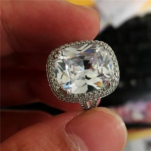 Vecalon Big Promise Ring 925 sterling silver Coussin cut 8ct Diamond Cz Engagement Wedding band anneaux pour femmes Bijoux