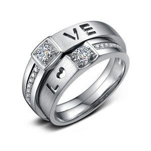 Vecalon marque amoureux bijoux 925 bague en argent Sterling 1 carat diamant simulé Cz fiançailles alliance anneaux pour hommes femmes