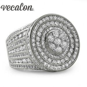 Vecalon réglage du canal femmes hommes bague 240 pièces diamant simulé Cz 925 en argent sterling Couple fiançailles bague de mariage cadeau