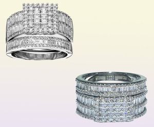 Vecalon Charm Promise Ring Set 925 sterling zilver Princess Cut Diamond Cz Engagement Wedding band ringen voor vrouwen Bruidssieraden6752396