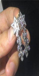 Vecalon Charm Star Flower Shape Dangle Earring Diamond 925 Sterling Silver Party Wedding Drop Oorbellen voor vrouwen Jewelry48660004491445