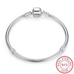 Vecalon Navidad auténtica 100% Plata de Ley 925 pulsera con cadena de serpiente joyería de lujo 17-23CM319b